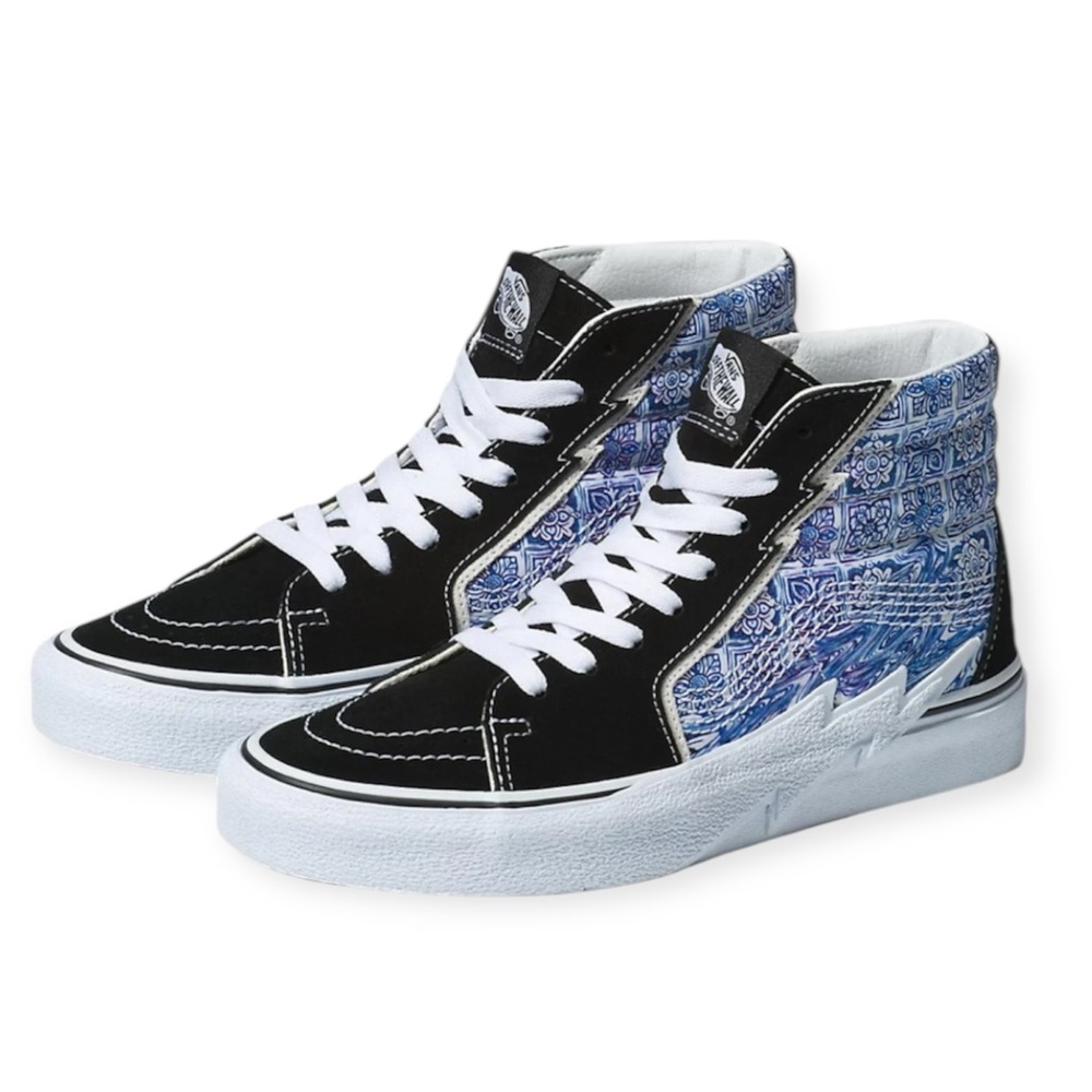 VANS | Sk8-Hi Bolt Canvas Leather Suede High Top Shoes 'Liquify Black and Blue'